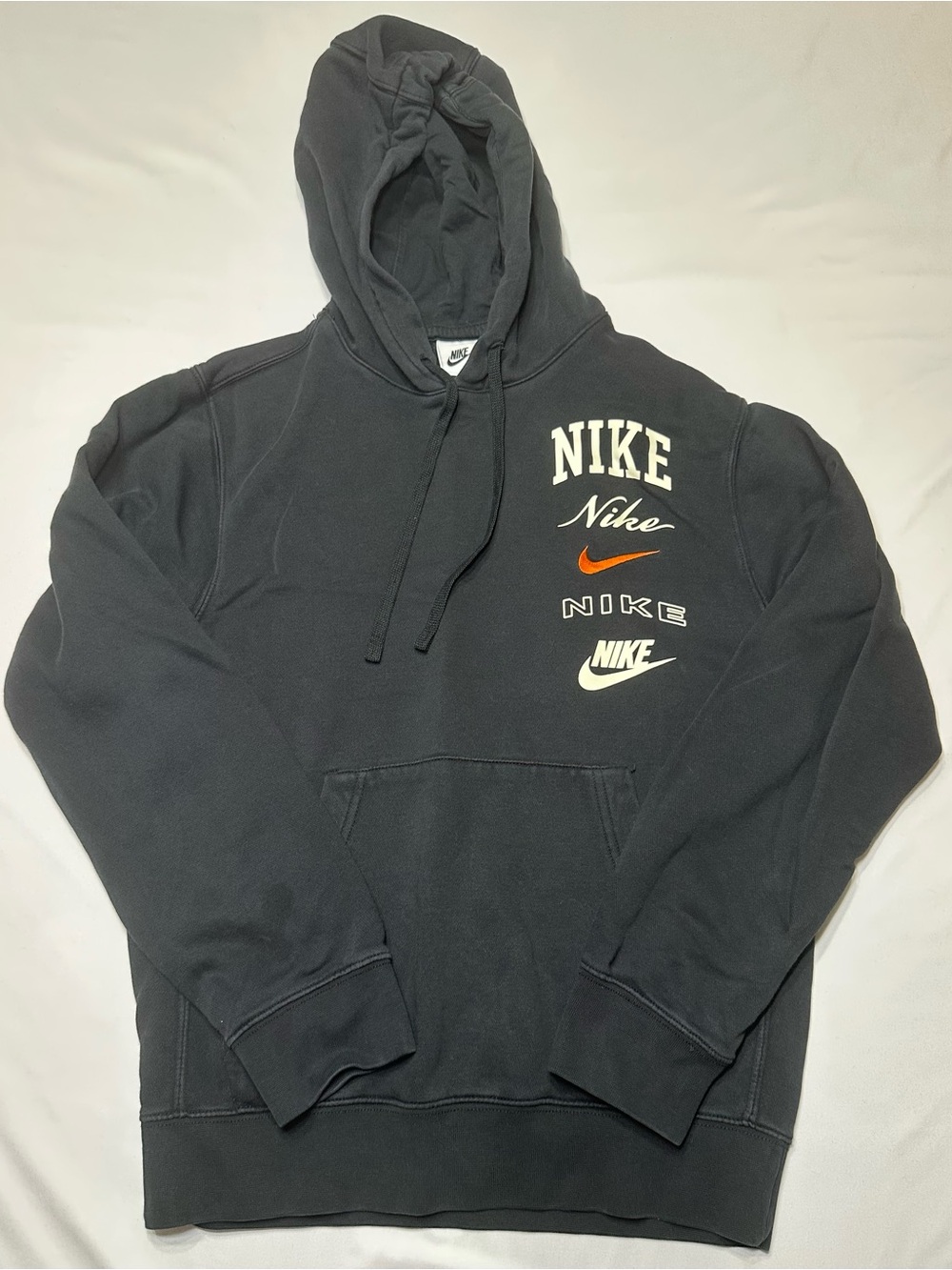 Nike Club Fleece Stacked Graphics Hoodie Black S